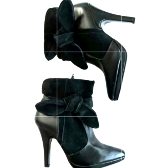NWOB - Colin Stuart Suede & Vegan Leather Black  Ankle Boots - Picture 2 of 8